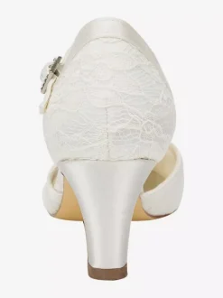 Chaussures de mariée talon épais en dentelle