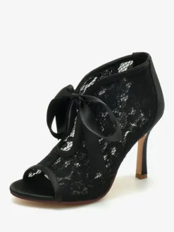 Chaussures De Mariée Transparentes Dentelle Blanches Découpé Sandales De Mariage