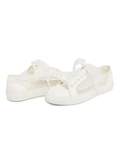 Chaussures De Mariée Transparentes Baskets Plates Femmes Mariage En Dentelle