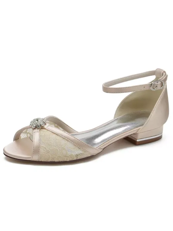 Chaussures de Mariée Transparentes en Dentelle Femme Mariage Bout Ouvert