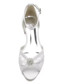 Chaussures de Mariée Transparentes en Dentelle Femme Mariage Bout Ouvert