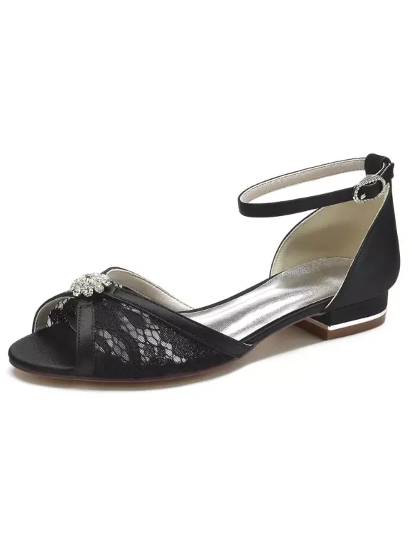 Chaussures de Mariée Transparentes en Dentelle Femme Mariage Bout Ouvert
