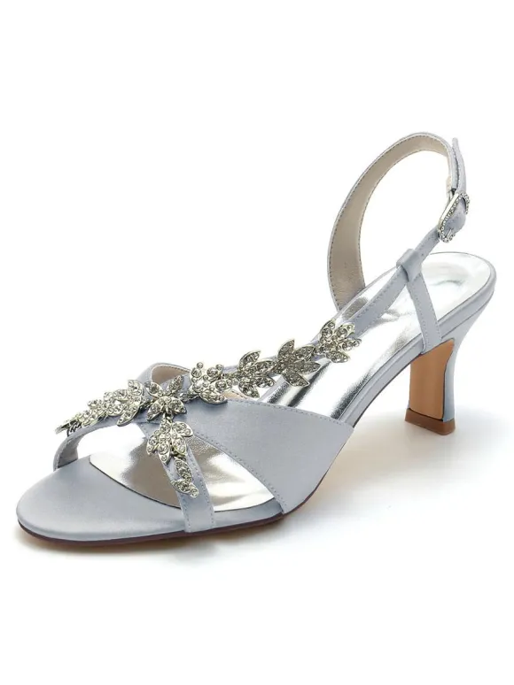 Chaussures de Mariés à Talons Hauts avec Bout Ouvert en Cuir Synthétique Unicolore