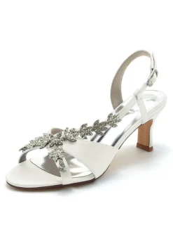 Chaussures de Mariés à Talons Hauts avec Bout Ouvert en Cuir Synthétique Unicolore