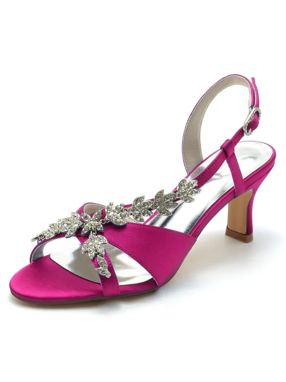 Chaussures de Mariés à Talons Hauts avec Bout Ouvert en Cuir Synthétique Unicolore