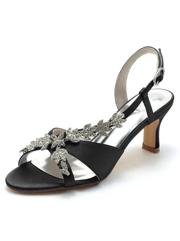 Chaussures de Mariés à Talons Hauts avec Bout Ouvert en Cuir Synthétique Unicolore