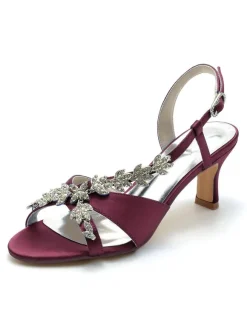 Chaussures de Mariés à Talons Hauts avec Bout Ouvert en Cuir Synthétique Unicolore