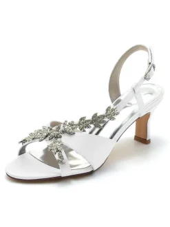Chaussures de Mariés à Talons Hauts avec Bout Ouvert en Cuir Synthétique Unicolore