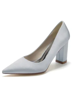Chaussures de Mariés à Talons Hauts avec Bout Pointu en Cuir Synthétique Unicolore
