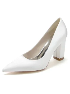 Chaussures de Mariés à Talons Hauts avec Bout Pointu en Cuir Synthétique Unicolore