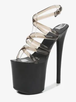 Chaussures De Pole Dance À Talons Hauts Plates-Formes Lacet Transparent