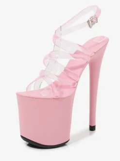 Chaussures De Pole Dance À Talons Hauts Plates-Formes Lacet Transparent