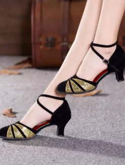Chaussures de salon femme noir boucle réglable