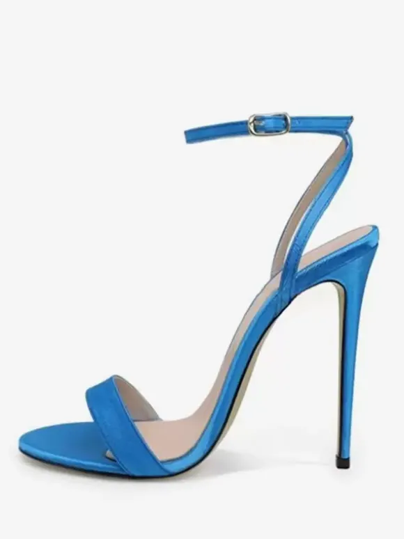 Chaussures de soirée noires Sandales à talons hauts et brides à la cheville
