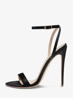 Chaussures de soirée noires Sandales à talons hauts et brides à la cheville
