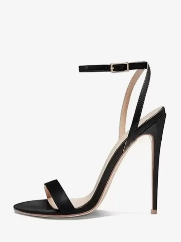 Chaussures de soirée noires Sandales à talons hauts et brides à la cheville