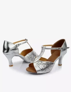 Chaussures d'occasion 2026 Chaussures de danse latine peep toes T Type Chaussures de danse or Chaussures de bal