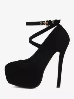 Chaussures femme à talon haut plateforme bout pointu à lacet