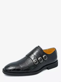 Chaussures habillées blanches pour hommes bout rond détail boucle style décontracté