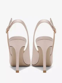 Chaussures habillées en satin pour femmes bout pointu bride arrière idéales pour les fêtes et les mariages.