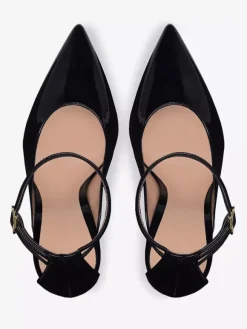 Chaussures habillées noires à talons hauts et bout pointu avec bride à la cheville pour femmes