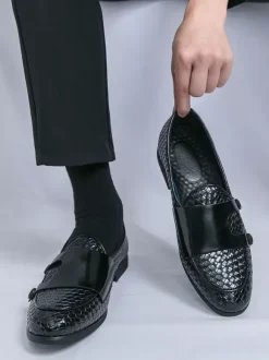 Chaussures habillées pour hommes bout rond à enfiler style monk