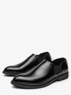 Chaussures habillées pour hommes à enfiler bout pointu en cuir synthétique semelle en caoutchouc antidérapante style Chelsea chaussures décontractées à talon bas
