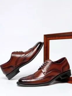 Chaussures habillées pour hommes chaussures Oxford classiques à lacets et bout golf