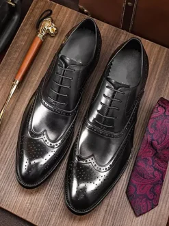Chaussures habillées pour hommes chaussures Oxford classiques à lacets et bout golf