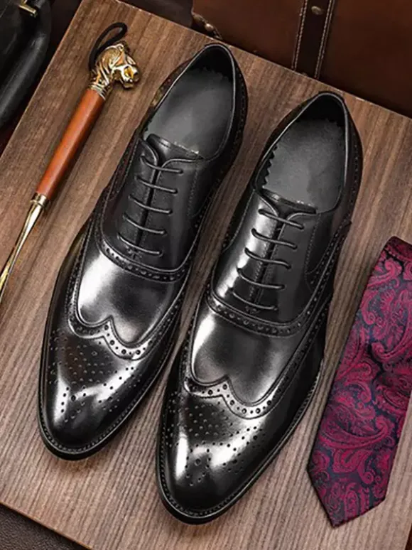 Chaussures habillées pour hommes chaussures Oxford classiques à lacets et bout golf