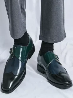 Chaussures habillées pour hommes à boucle et bout rond