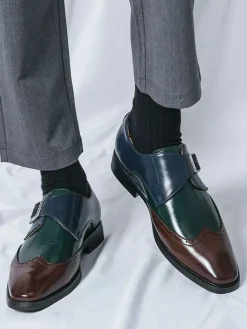 Chaussures habillées pour hommes à boucle et bout rond