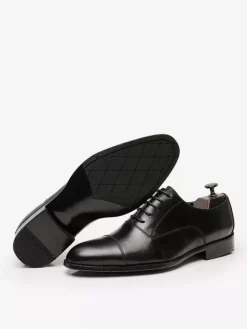Chaussures habillées pour hommes chaussures Oxford à lacets et bout rapporté en cuir véritable