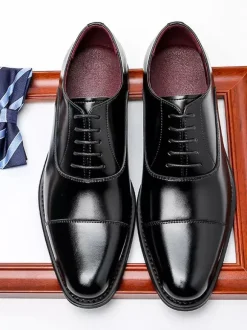 Chaussures habillées pour hommes bout rond en cuir PU Oxford chaussures de mariage de fête de bal