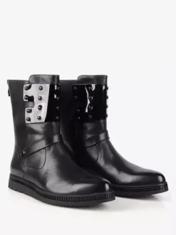 Chaussures Homme Bottes de Travail Bottines Cuir de Vachette Chic Noir Verni