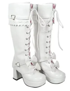 Chaussures Lolita Bottes à talons épais avec lacet et n艙uds Déguisements Halloween