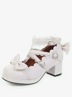 Chaussures lolita douces en cuir Synthétique avec n艙ud Déguisements Halloween