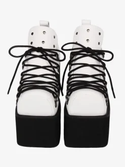 Chaussures Lolita gothiques 艗illets blancs Escarpins Lolita à talons compensés en cuir PU
