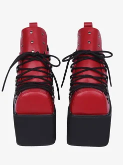 Chaussures Lolita gothiques 艗illets blancs Escarpins Lolita à talons compensés en cuir PU