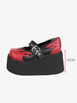 Chaussures Lolita gothiques Escarpins Lolita en cuir PU à lacets noirs
