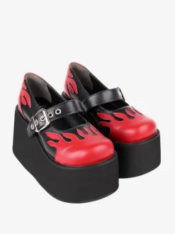 Chaussures Lolita gothiques Escarpins Lolita en cuir PU à lacets noirs