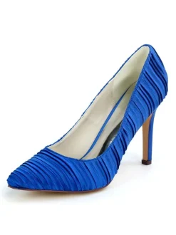 Chaussures mariage blanches en satin chaussures femme bout pointu à talon aiguille