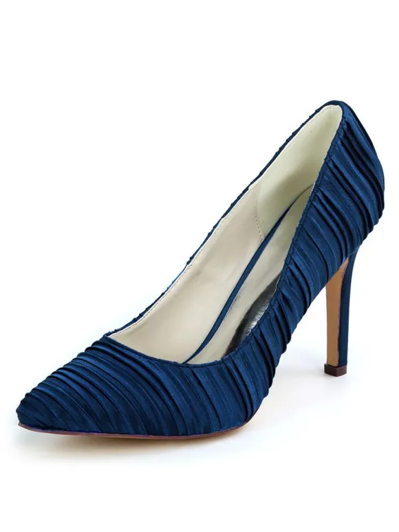Chaussures mariage blanches en satin chaussures femme bout pointu à talon aiguille