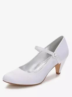 Chaussures mariée à talon carré à bout rond escarpins femme