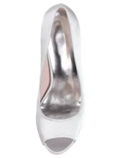 Chaussures mariée bout ouvert talon haut en satin Chaussures cérémonie