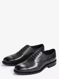 Chaussures Oxford à bout rond pour homme en cuir véritable à bout droit et formelles
