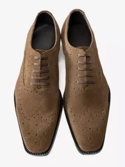 Chaussures Oxford en daim pour hommes bout rond lacets style brogue.