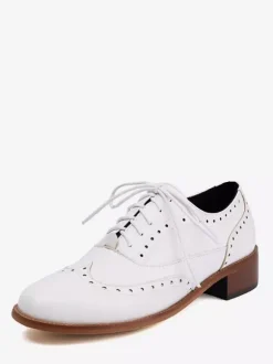 Chaussures Oxford pour femmes bout rond lacets décontractées