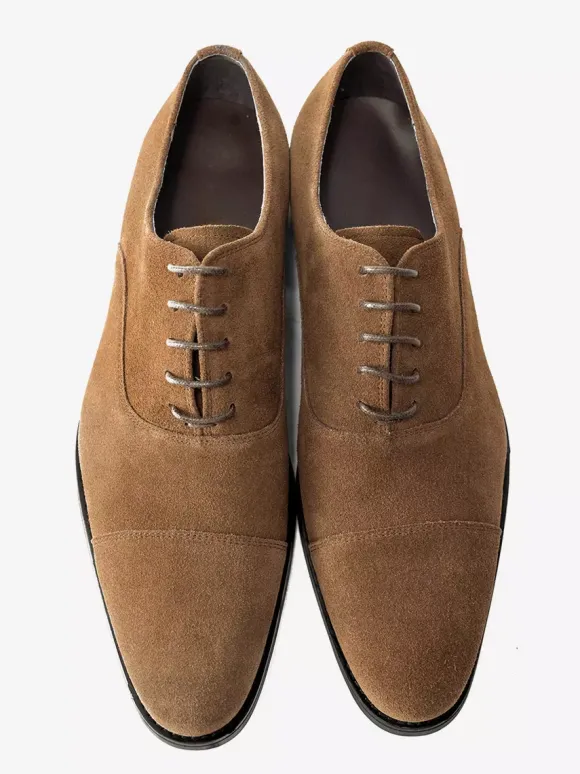 Chaussures Oxford pour hommes en cuir de vachette bout rond lacets chaussures habillées formelles