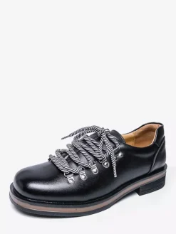 Chaussures décontractées marron pour hommes bout rond à lacets